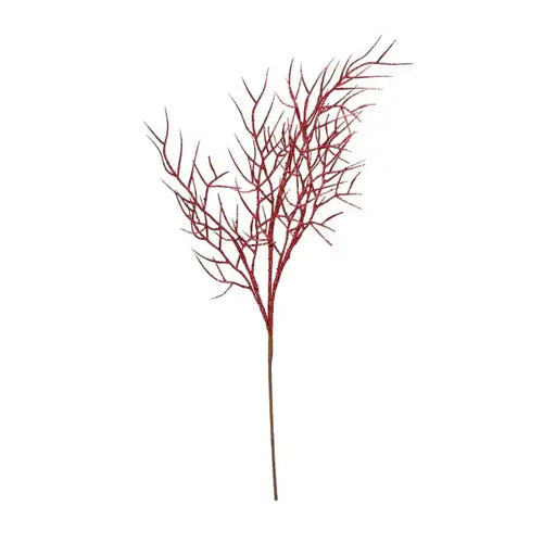65cm Red Glitter Twig Branch - Christmas Xmas Artificial Greenery