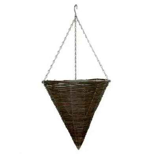 14" Rattan Cone Lined Hanging Basket