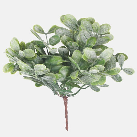 20cm Frosted Leaf Greenery with Glitter Pick - Christmas Artificial Xmas