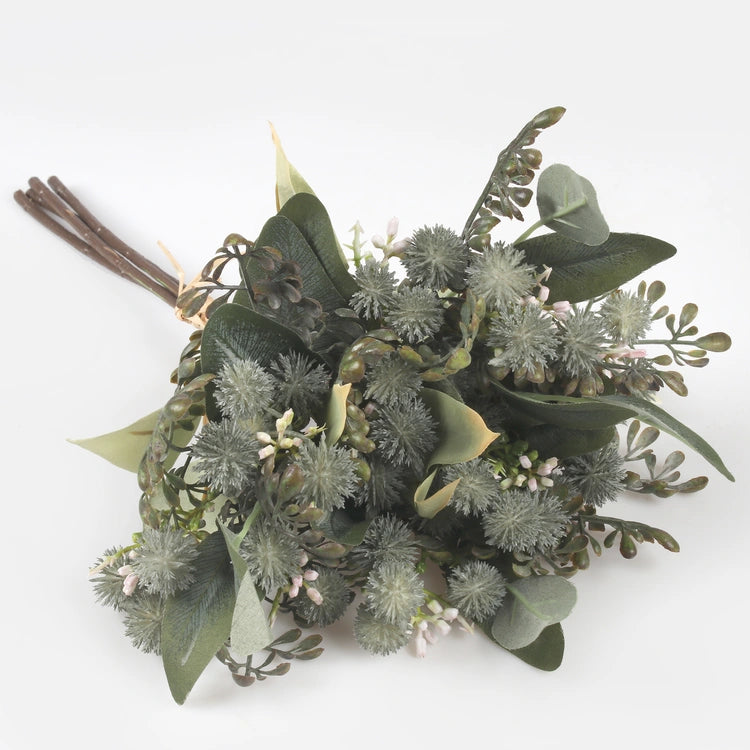40cm Green Deluxe Autumnal Dried Look Thistle Bouquet Bunch