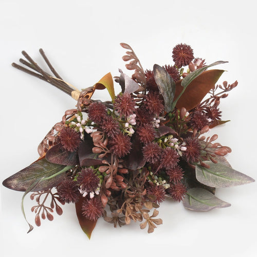 40cm Burgundy Deluxe Autumnal Dried Look Thistle Bouquet Bunch