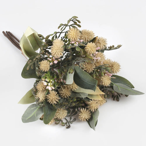 40cm Beige Deluxe Autumnal Dried Look Thistle Bouquet Bunch