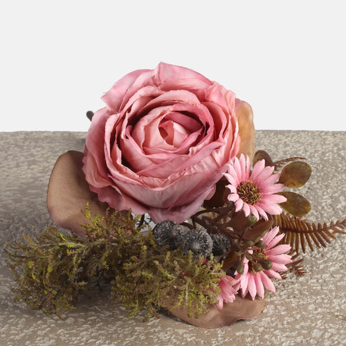 33cm Dusky Pink Rose Autumnal Bouquet Bunch