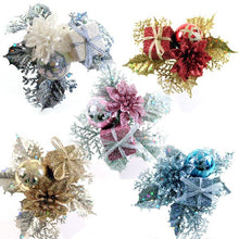 Load image into Gallery viewer, 20cm Glittered Present Ball Poinsettia Pick - Christmas Xmas