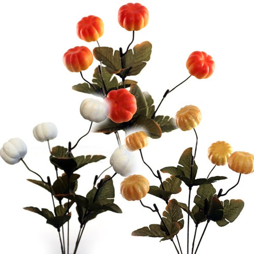 40cm Autumn Pumpkin Spray - White Orange Yellow
