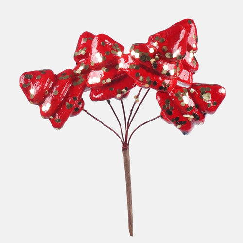 13cm Red Glitter Christmas Trees on Pick - Christmas Xmas (XB5)