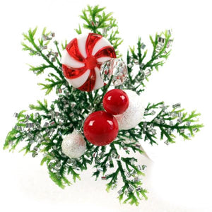 17cm Candy Berry and Greenery Pick - Christmas Wreath Decoration