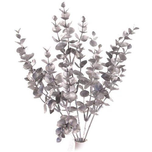 35cm Silver Eucalyptus Bush - 5 Stems - Christmas Artificial