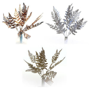 48 x 39cm Plastic Fern Bunch - Gold Silver Champagne - FULL BOX
