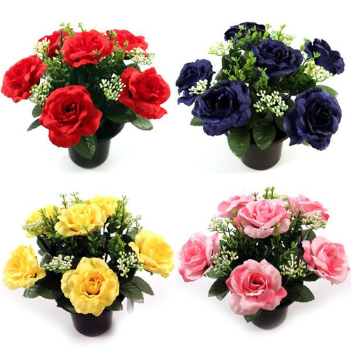 Rose and Greenery Memorial Grave Pot