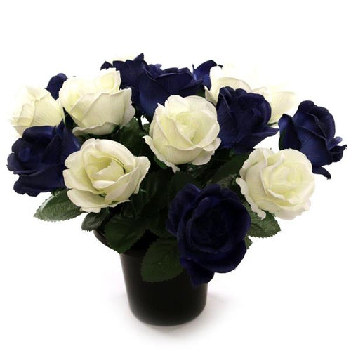 Blue and White - Large Rose Memorial Grave Pot