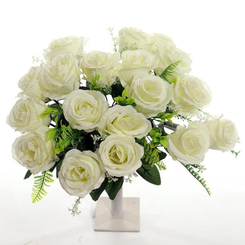 40cm Large Ivory Rosebud Bunch - 18 Heads