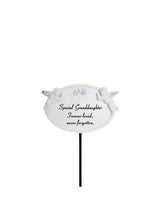 Load image into Gallery viewer, White &amp; Silver Twin Cherub Memorial Stick Remembrance Plaque Tribute Spike Stake