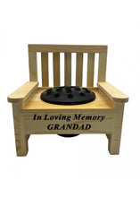 Load image into Gallery viewer, Wooden Memorial Bench with Flower Insert Pot Graveside Crematorium Plaque Garden