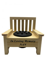 Load image into Gallery viewer, Wooden Memorial Bench with Flower Insert Pot Graveside Crematorium Plaque Garden