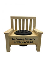 Load image into Gallery viewer, Wooden Memorial Bench with Flower Insert Pot Graveside Crematorium Plaque Garden