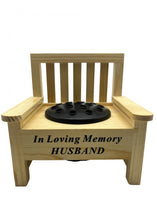 Load image into Gallery viewer, Wooden Memorial Bench with Flower Insert Pot Graveside Crematorium Plaque Garden