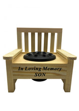 Load image into Gallery viewer, Wooden Memorial Bench with Flower Insert Pot Graveside Crematorium Plaque Garden