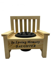 Wooden Memorial Bench with Flower Insert Pot Graveside Crematorium Plaque Garden