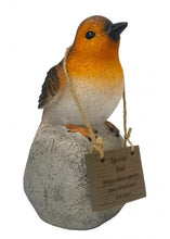 Load image into Gallery viewer, Memorial Robin on a Rock with Hanging Plaque - Tribute Christmas Verse Graveside