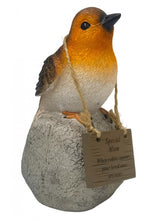 Load image into Gallery viewer, Memorial Robin on a Rock with Hanging Plaque - Tribute Christmas Verse Graveside