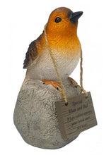 Load image into Gallery viewer, Memorial Robin on a Rock with Hanging Plaque - Tribute Christmas Verse Graveside