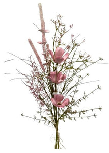 6 X 65cm Deluxe Pale Pink Artificial Flower Bunches with Foliage - Full Box