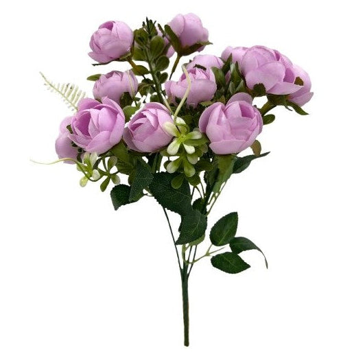 31cm Lilac Rose Bud Bunch with Foliage