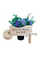 Load image into Gallery viewer, Wooden Memorial Wheelbarrow with Flower Insert - Graveside Plaque