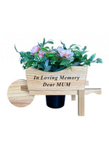 Load image into Gallery viewer, Wooden Memorial Wheelbarrow with Flower Insert - Graveside Plaque