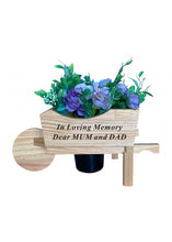 Load image into Gallery viewer, Wooden Memorial Wheelbarrow with Flower Insert - Graveside Plaque