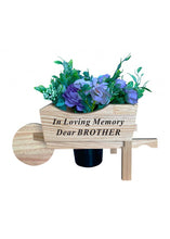 Load image into Gallery viewer, Wooden Memorial Wheelbarrow with Flower Insert - Graveside Plaque