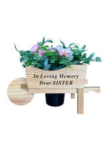Load image into Gallery viewer, Wooden Memorial Wheelbarrow with Flower Insert - Graveside Plaque
