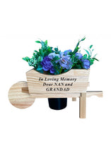 Load image into Gallery viewer, Wooden Memorial Wheelbarrow with Flower Insert - Graveside Plaque