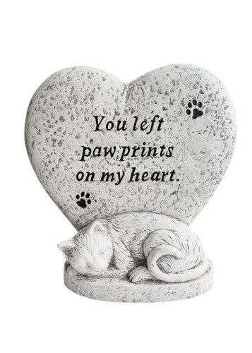 Cat Memorial Heart Shaped Stone - Tribute Plaque Remembrance Ornament