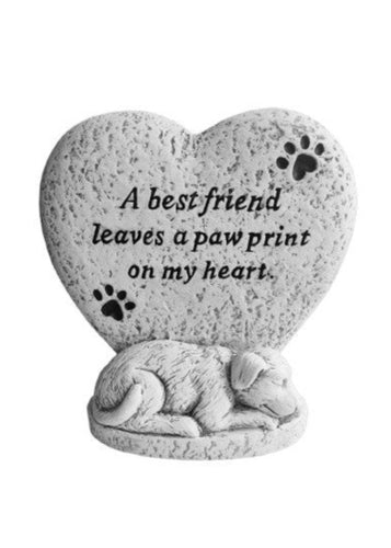 Dog Memorial Heart Shaped Stone - Tribute Plaque Remembrance Ornament