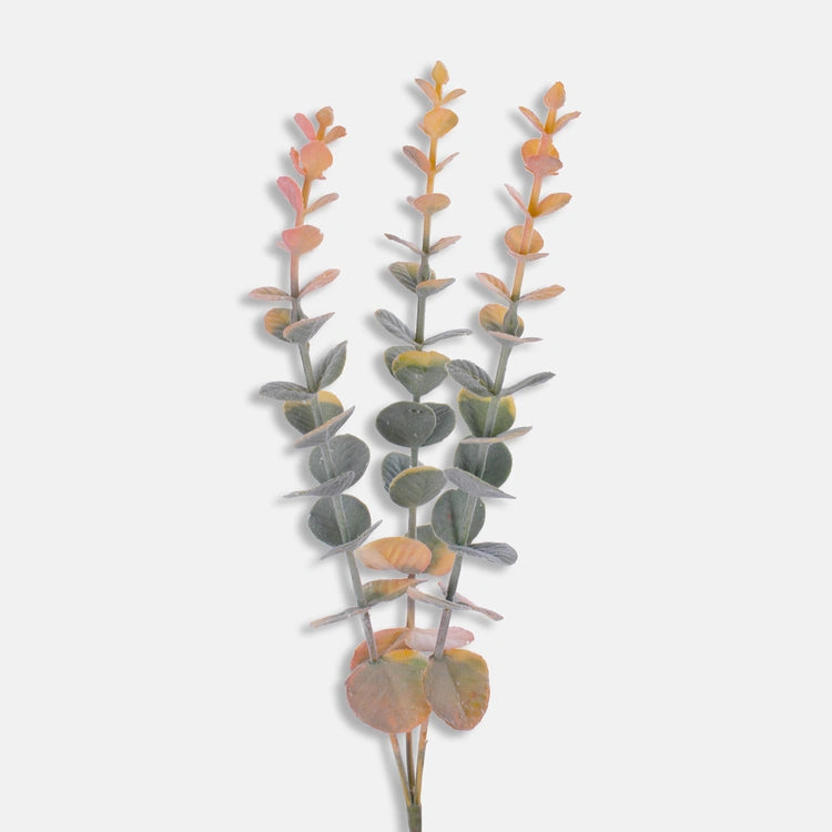 55cm Artificial Orange Eucalyptus Single Stem - Autumnal Greenery