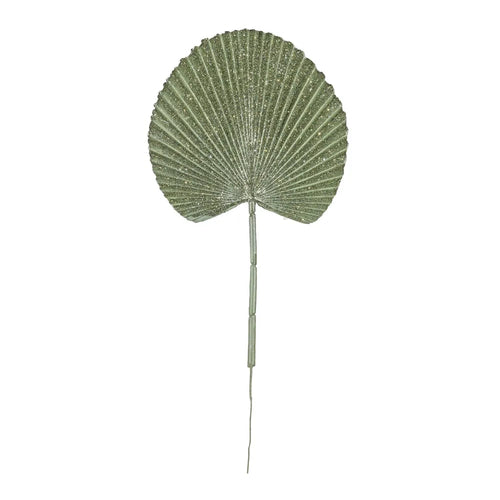 42cm Green Single Glitter Palm Stem - Christmas Xmas Artificial