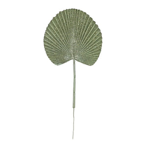42cm Green Single Glitter Palm Stem - Christmas Xmas Artificial