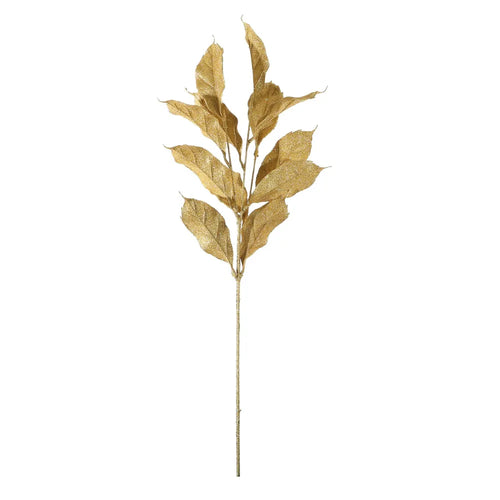 68cm Gold Glitter Leaf Spray - Christmas Xmas Artificial