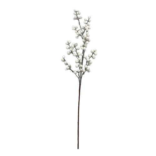 72cm Frosted White Berry Stem - Christmas Xmas Artificial