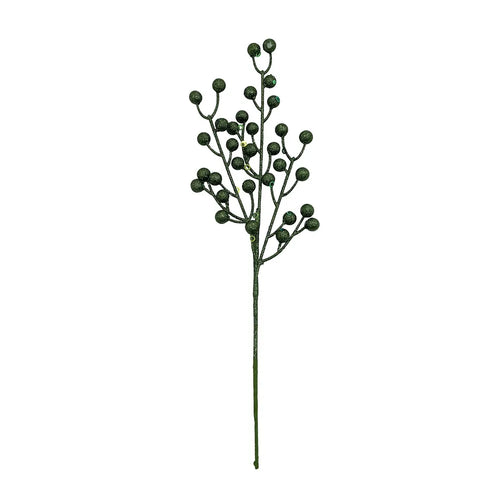 42cm Green Glitter Berry Stem - Christmas Xmas Artificial