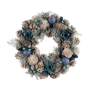 36cm Deluxe Blue Tone Boxed Wreath -  Christmas Artificial Xmas