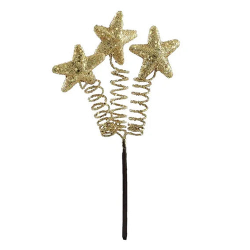 16cm Christmas Gold Star Glitter Pick with Springs