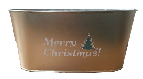 25cm Gold Merry Christmas Zinc Metal Trough