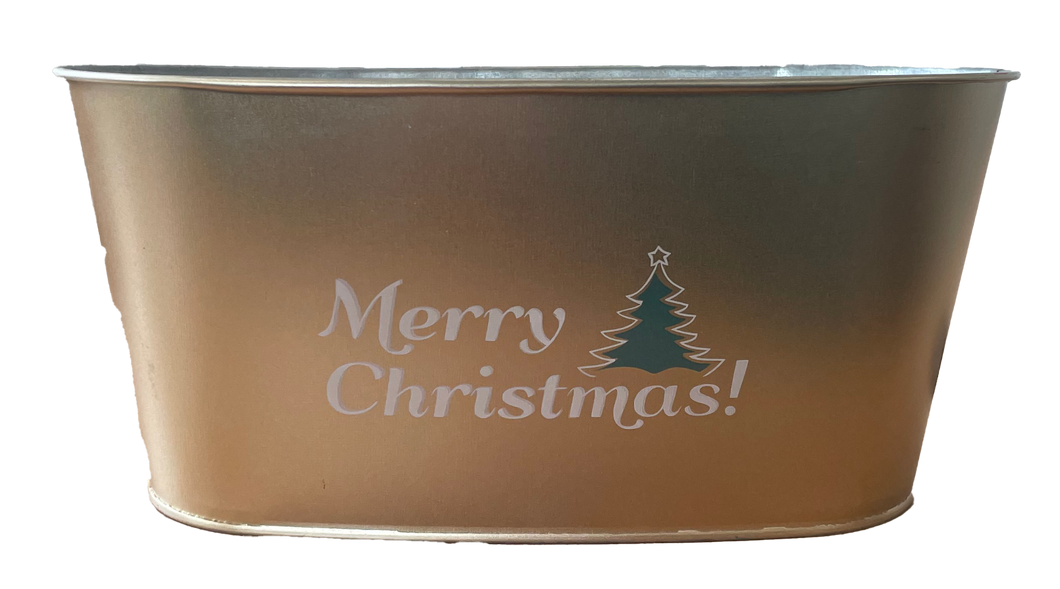 25cm Gold Merry Christmas Zinc Metal Trough