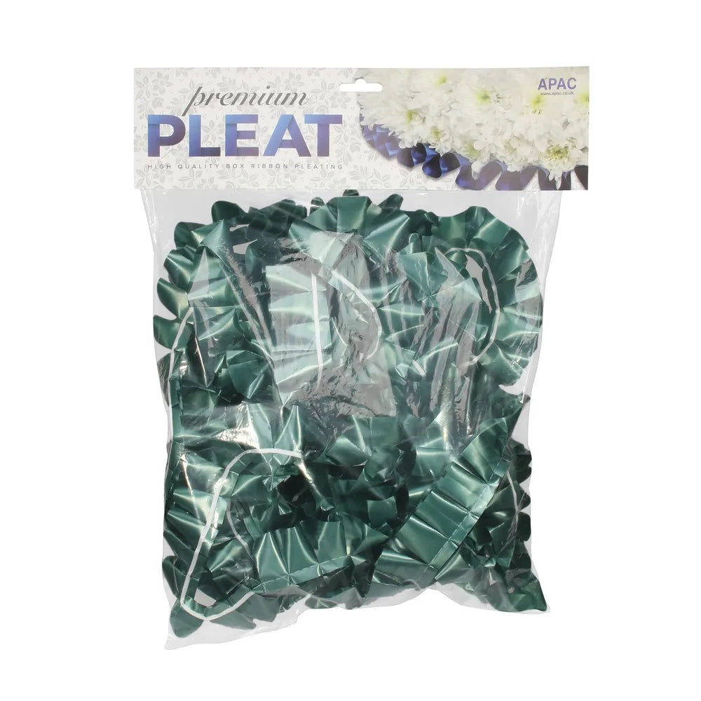 Hunter Green - 10m Pre Pleated Ribbon - Funeral Craft Fresh Artificial Flower Flower Work.