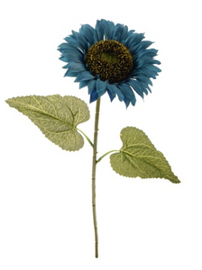 60cm Blue Sunflower Stem - Silk Artificial Single Stem