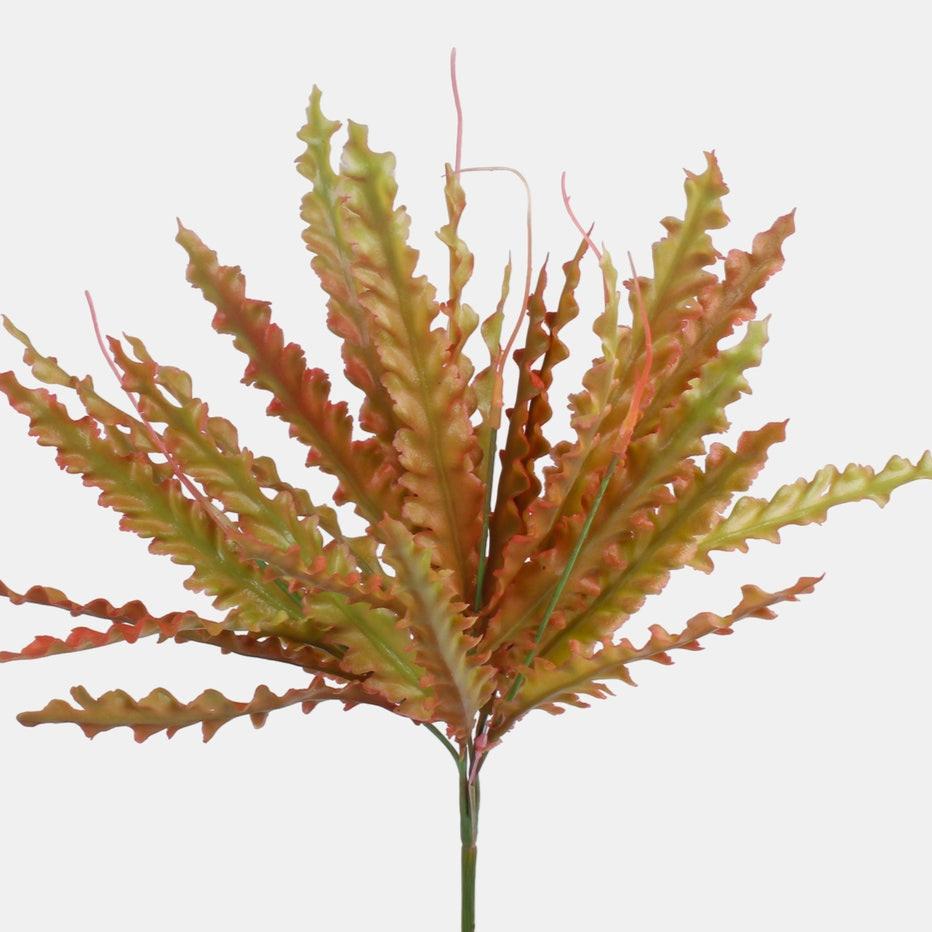 38cm Artificial Orange Fern Bundle - Autumnal Greenery