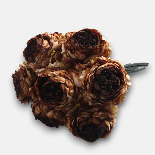 27cm Large Deluxe Peony Bouquet - Brown